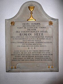 Epitaph St. Clara (Basel) für Roman Heer (1761–1804) Theologe und Kaplan