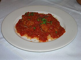 Jewish fish balls in tomato sauce