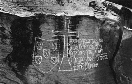 Portuguese arms carved on the Ielala Stone in Angola.