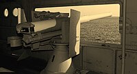 A 12-pounder aboard the Japanese Battleship Mikasa.
