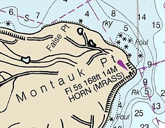 Montauk Point Lighthouse, on a NOAA nautical chart