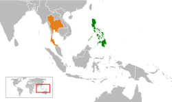 Map indicating locations of Philippines and Thailand