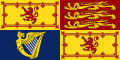 The Royal Standard of the United Kingdom used in Scotland, featuring the Royal Banner of Scotland in the first and fourth quarters.