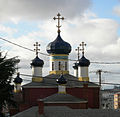 The onion domes of Saint Spiridon Orthodox Cathedral, built in 1941 in Cascade, evoke the churches of northern Russia.