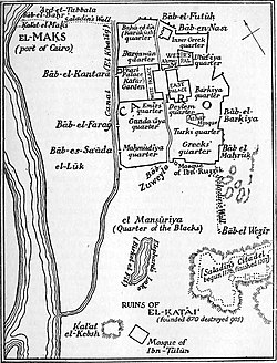 Old black-and-white map of Cairo