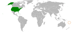 Map indicating locations of USA and Vanuatu
