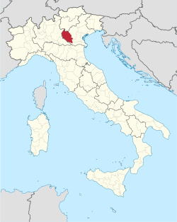 Map highlighting the location of the province of Verona in Italy