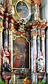 Rechter Seitenaltar mit Gemälde: Taufe des Königs Clodwigs durch den Hl. Remigius