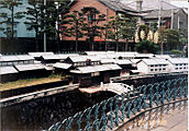 A scale model of a Dutch trading post on display in Dejima (1995)