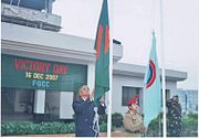 Flag hoisting ceremony at a school
