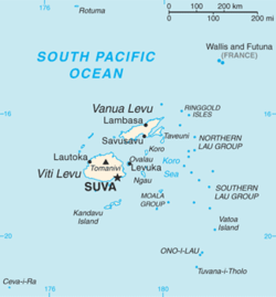 Fiji's Map Showing The Location of Lautoka
