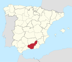 Map of Spain with Granada highlighted