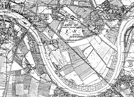historic map showing geography before the building of the estate