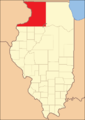 Jo Daviess County at the time of its creation to 1831 (Wisconsin border adjustment not shown)