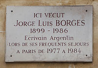 Gedenktafel für Jorge Luis Borges, rue des Beaux Arts, 6. Pariser Arrondissement, Paris