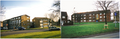 A picture of Kennedy House and related buildings, Banbury in the year 2009 (left) and 2000 (right). It was built in the mid-1960s amnd named after JFK.