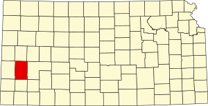 Map of Kansas highlighting Kearny County