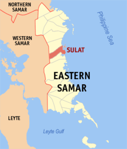 Map of Eastern Samar with Sulat highlighted