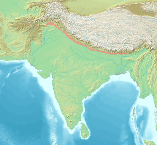 Siwalik-Berge in Nordindien (rot)