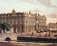 Painting by Carl Traugott Fechhelm, 1785: Armoury, in front the old opera bridge
