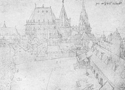 Aachen Cathedral 1520, depicted by Albrecht Dürer