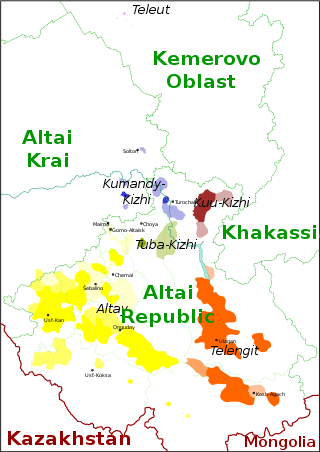 Map showing the locations of the Northern and Southern Altai varieties in Russia