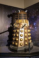 Time War Dalek model on display at Sudbury Hall, demonstrating the primary Dalek design used in the revived Doctor Who series