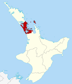 Auckland Region within the North Island, New Zealand