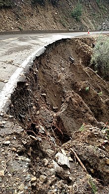 Image of Arizona State Route 366, damaged by runoff from the Frye Fire scar, July 24, 2017