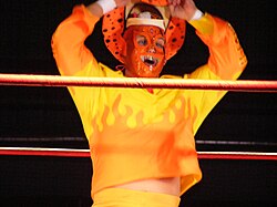 Curry Man standing in a wrestling ring
