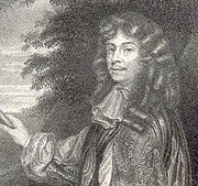 A printed image showing David Leslie dressed in robes with an elaborate wig