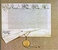 Die Urkunde Ferdinands II. vom 25. Februar 1623 über die Belehnung Maximilians I. mit der pfälzischen Kurwürde. München, Bayerisches Hauptstaatsarchiv
