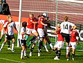 Image 9Players fighting for the ball during the match between Germany and Norway in UEFA Euro 2009 Women's European Championship in Tampere, Finland. (from UEFA Women's Championship)