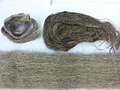 Flax fiber in different forms, before and after processing