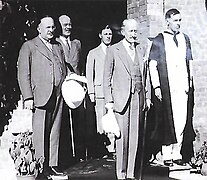 Frank Noyce, Lord Willingdon, Arthur Foot at the opening of The Doon School, India, 1935
