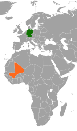 Map indicating locations of Germany and Mali