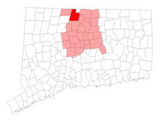 Granby's location within Hartford County and Connecticut