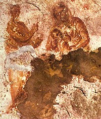 Mary nursing the Infant Jesus. Early image from the Catacomb of Priscilla, Rome, c. 2nd century