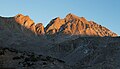 Sunset on Aperture Peak (left) and Mt. Agassiz