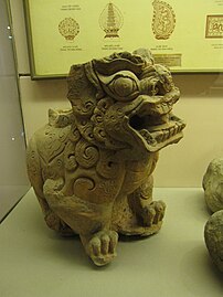 Lion figure. Terracotta, Trần-Hồ dynasty, 14th–15th century. Nghệ An province, central Vietnam. Architectural decoration. National Museum of Vietnamese History, Hanoi.