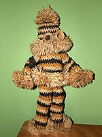 Raffia is woven to make the traditional Munganji dancer suit used in Bapende ceremonies in the Gungu region of Bandundu Province, Democratic Republic of the Congo