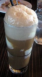 A root beer float, a type of ice cream soda