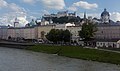 Salzburg, Blick auf denb Stadt vom Makartsteg mit der Festung Hohensalzburg