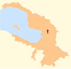 Map of Saint Petersburg with Sampsoniyevskiy okrug highlighted in red