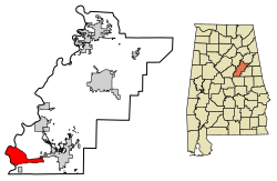 Location of Fayetteville in Talladega County, Alabama.