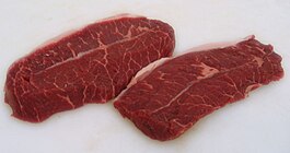 "Red" meat: beef steak