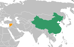 Map indicating locations of China and Syria
