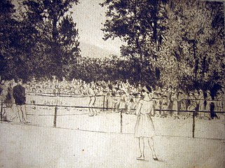 Tennis, etching, ca. 1920