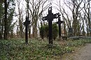 Familiengrab Laehme-Horn mit vier gusseisernen Kreuzen