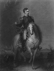 Der Kupferstich zeigt Pierce hoch zu Ross in der Uniform eines Generals. Er ist ein Mann in den mittleren Jahren und reitet auf einem weißen Pferd. Im linken Bildhintergrund sind die Mauern einer Stadt oder einer Festung zu erkennen.